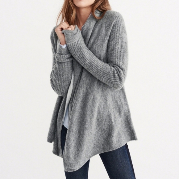Abercrombie & Fitch Sweaters - Abercrombie & Fitch Cardigan Sweater Open Front Gray Stretch Soft Cozy Comfy XS